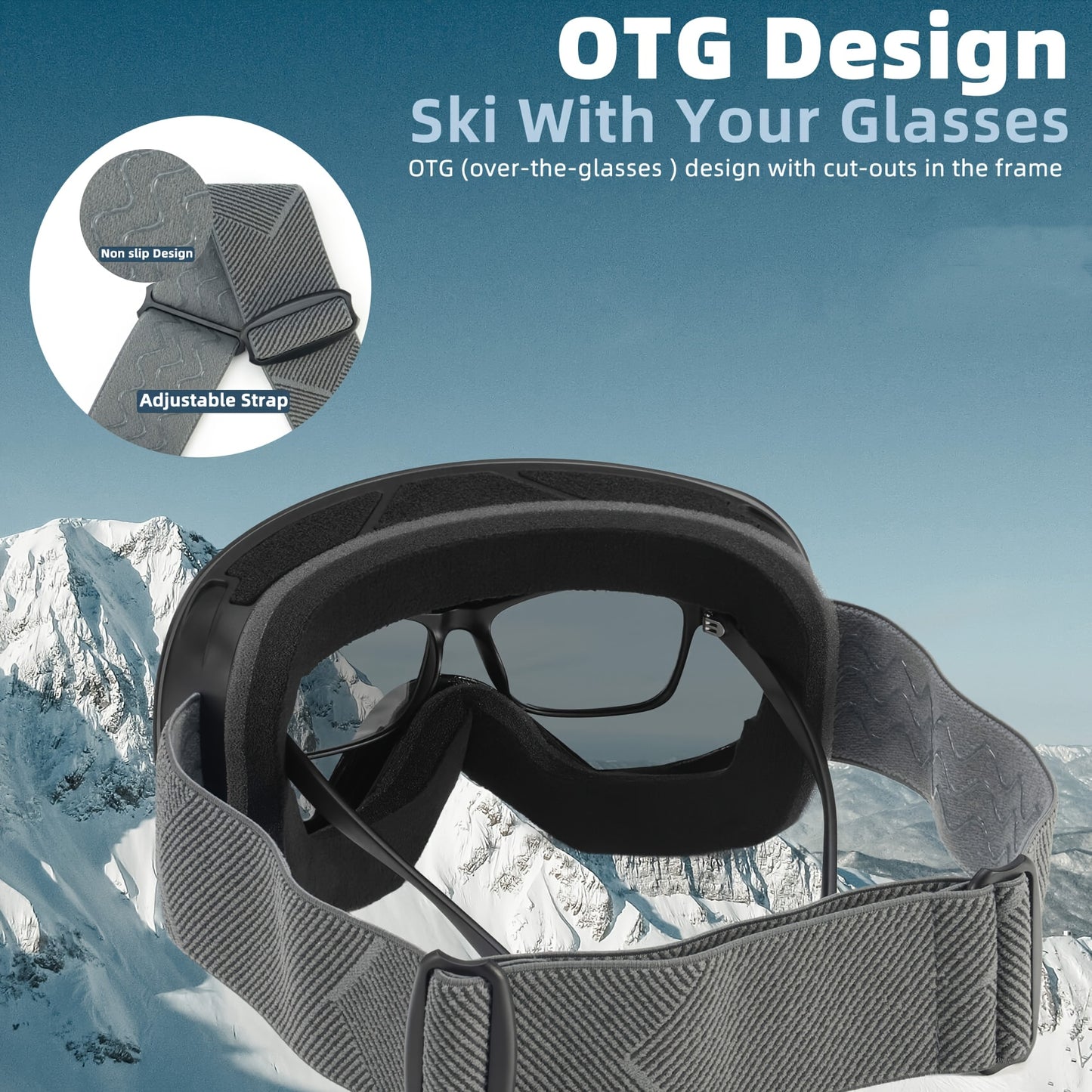 Two Pack Stylish Ski Goggles Oversized Polarized Lenses Windproof OTG for Winter Sports and Outdoor Adventures