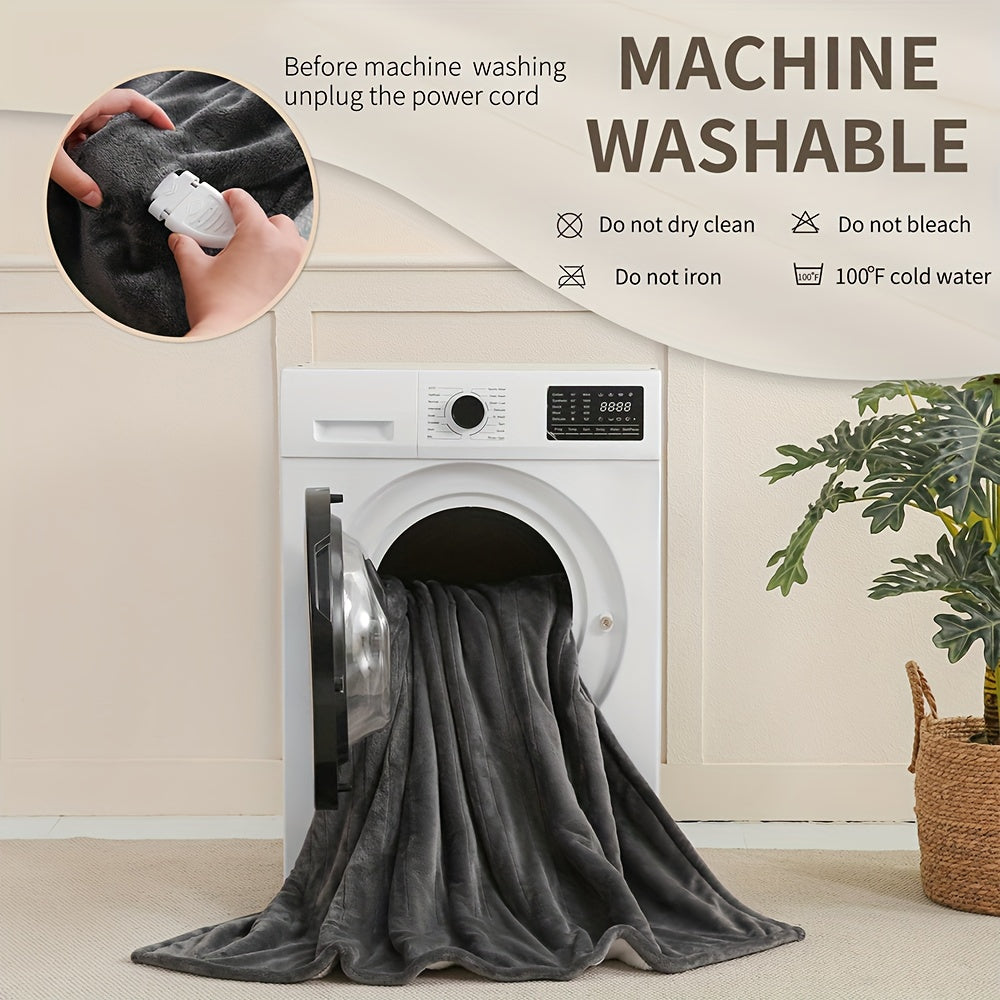 Extra Large Flannel Electric Blanket With Time Temp Control 10 Hour Auto Off 8 Levels Dual Controllers Queen King