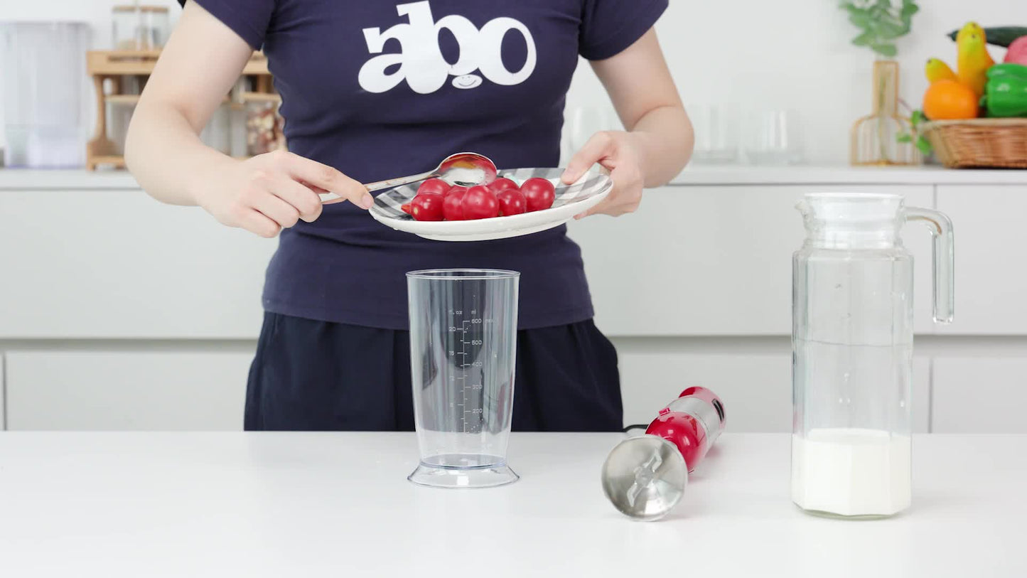 Tenker 5 In 1 Immersion Hand Blender With 12 Speed Motor Stainless Steel Stick Chopper Whisk Milk Frother Cordless Red