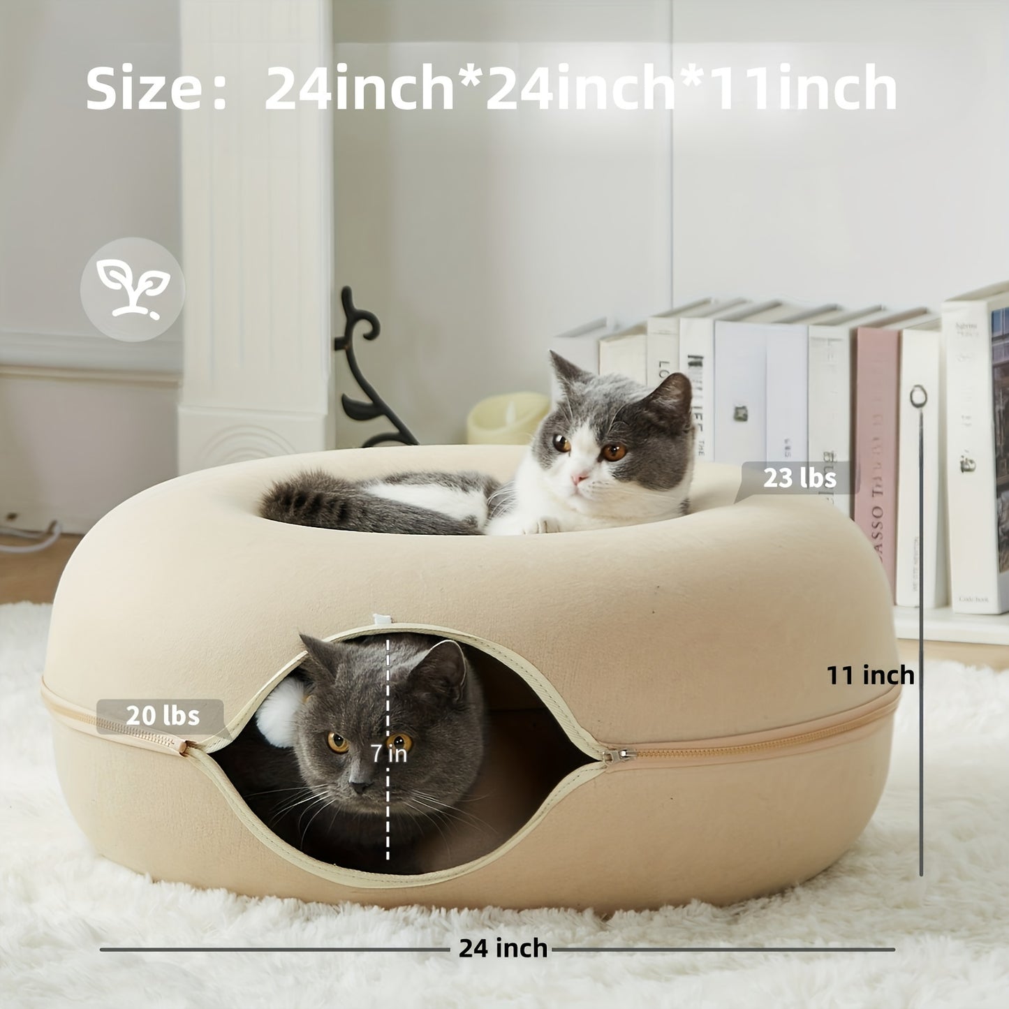 Scratch Resistant Peekaboo Cat Cave Indoor Bed Donut Tunnel