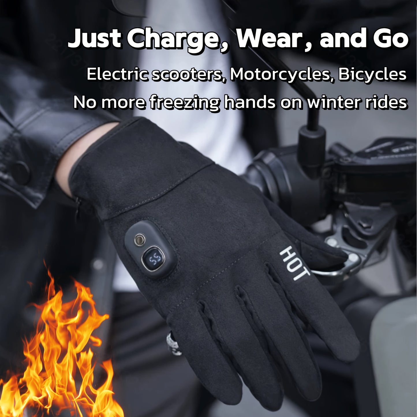 Electric Heated Gloves Rechargeable 3 Temperature Settings Washable Detachable Thumb And Index Finger 3000mAh