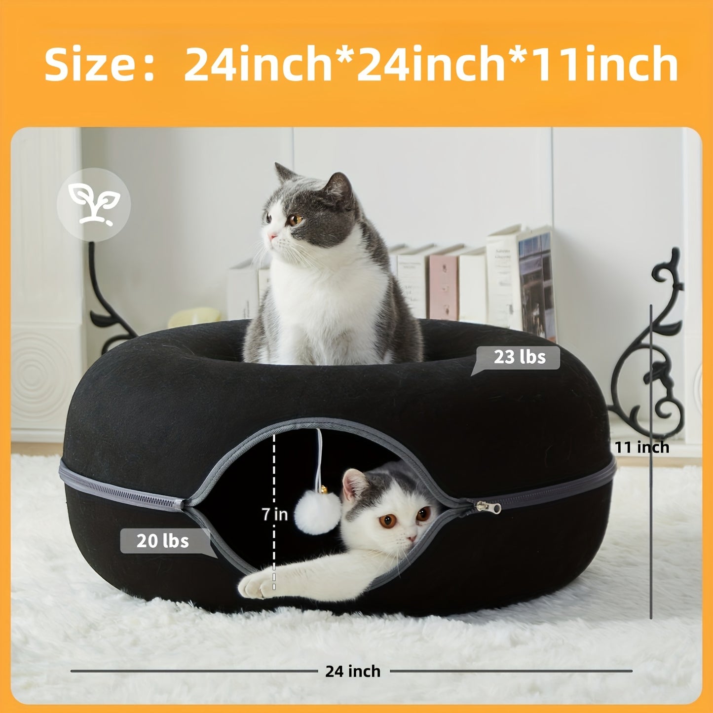 Scratch Resistant Peekaboo Cat Cave Indoor Bed Donut Tunnel