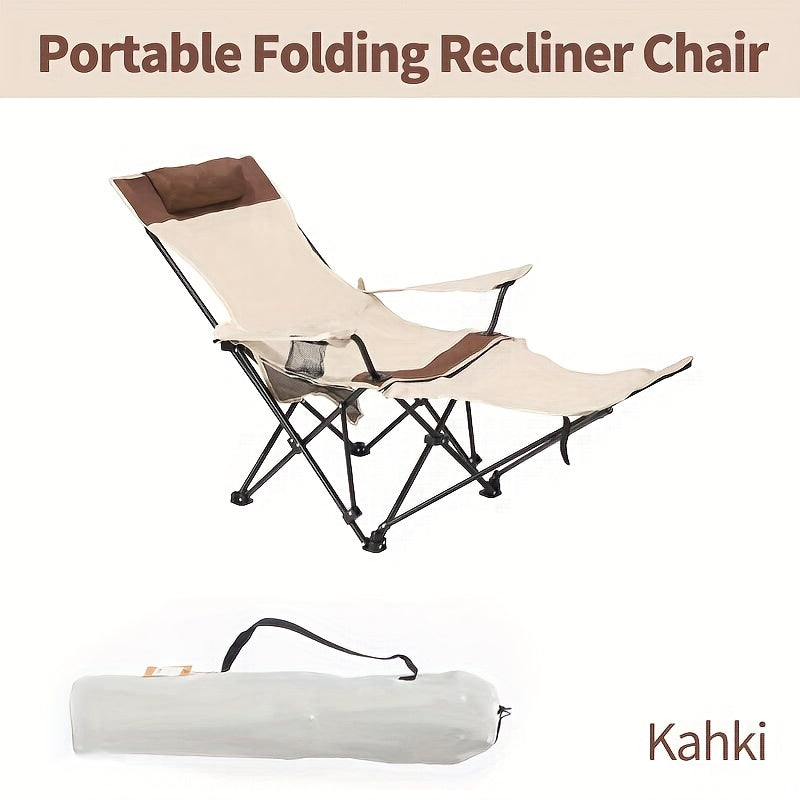 UPWELL Portable Folding Patio Chair With Carry Bag Adjustable Height Removable Footrests Outdoor Lounge Chair