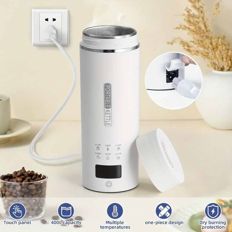 Portable Electric Kettle 304 Stainless Steel 400ml 6 Temperature Controls Auto Shut Off Boil Dry BPA Free