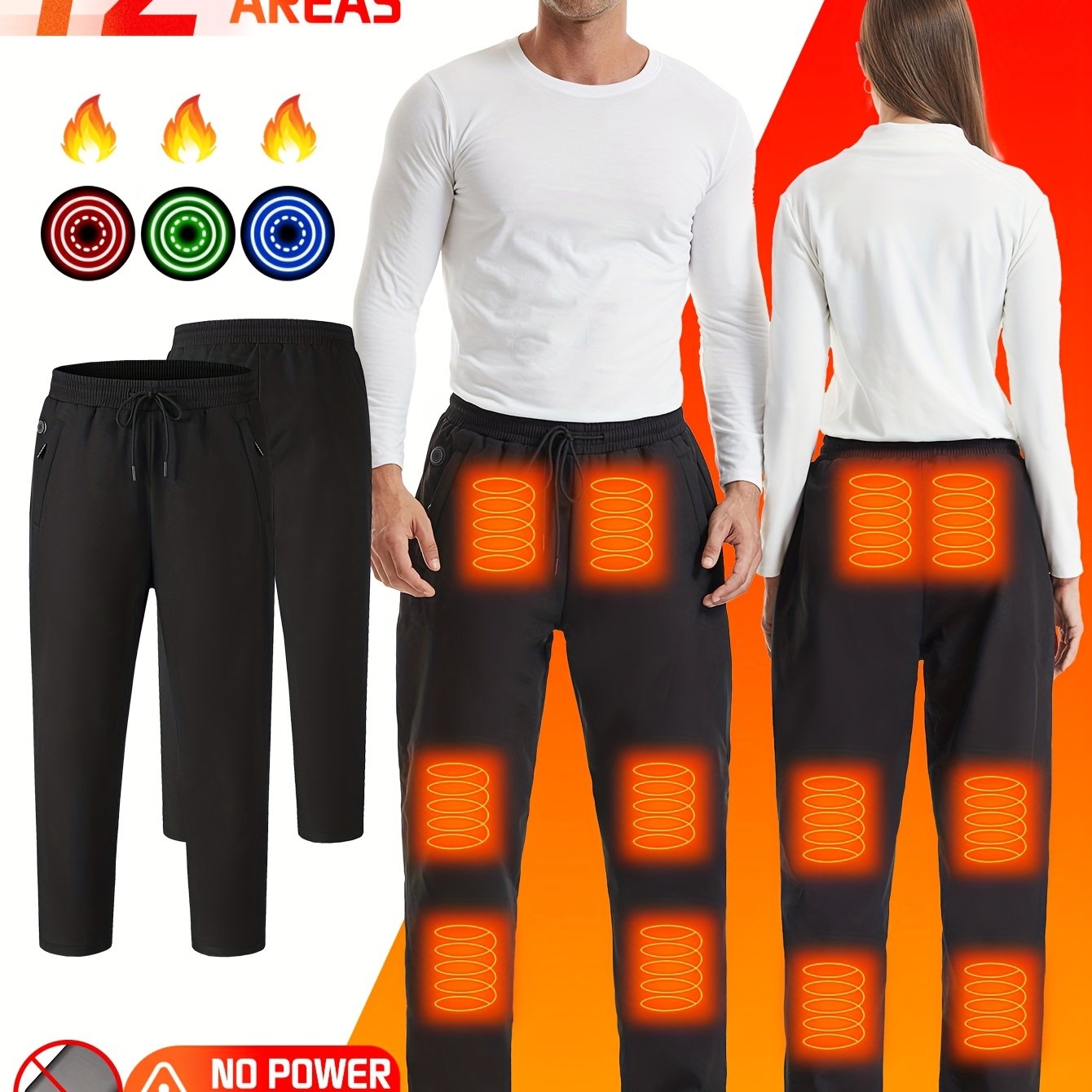 MGNWARM Men's Smart Heated Thermal Pants With 12 Zone Heating Adjustable Temperature Windproof Ergonomic Fit For Skiing