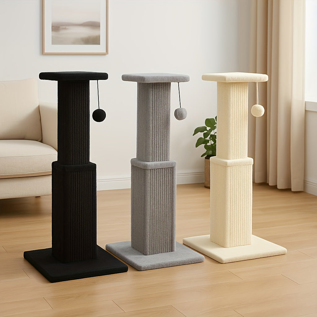 Durable Cat Tower Multi Level Cat Tree With Scratching Posts And Hanging Balls Grey And Black 18.9 Inch Wide