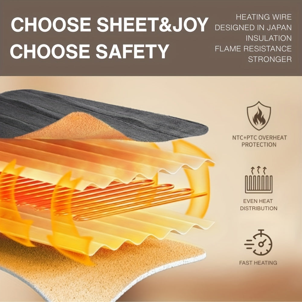 Extra Large Flannel Electric Blanket With Time Temp Control 10 Hour Auto Off 8 Levels Dual Controllers Queen King