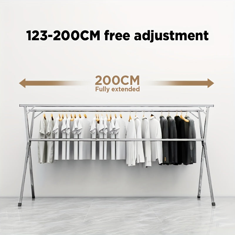 JOYBOS Adjustable Retractable Clothes Drying Rack 63 to 78.7 Inches Folding Indoor Outdoor Heavy Duty Stainless Steel