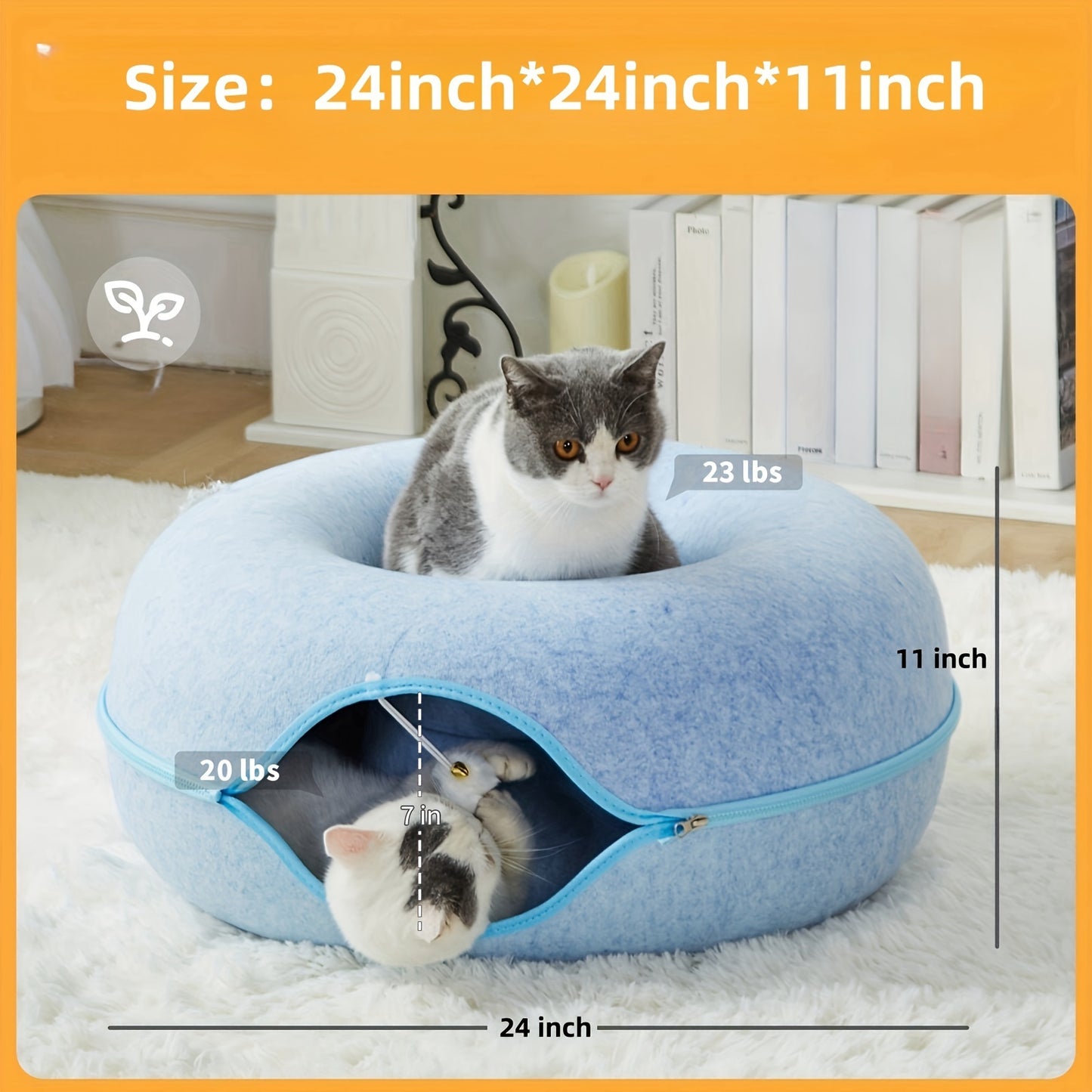 Scratch Resistant Peekaboo Cat Cave Indoor Bed Donut Tunnel