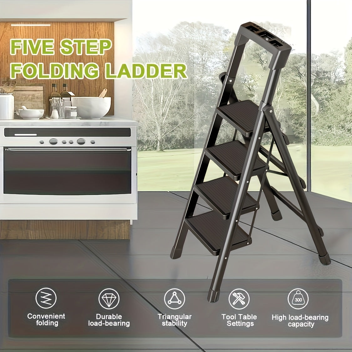 Foldable Ladder Multifunctional Thickened Indoor Staircase 3 Level 4 Level Metal And Plastic Portable Step Ladder