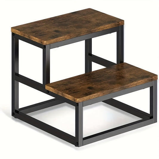 2-Tier Heavy-Duty Metal Stepping Stool With Wide Base Portable A-Frame Ladder For Adults Indoor Durable 2-Foot Stool