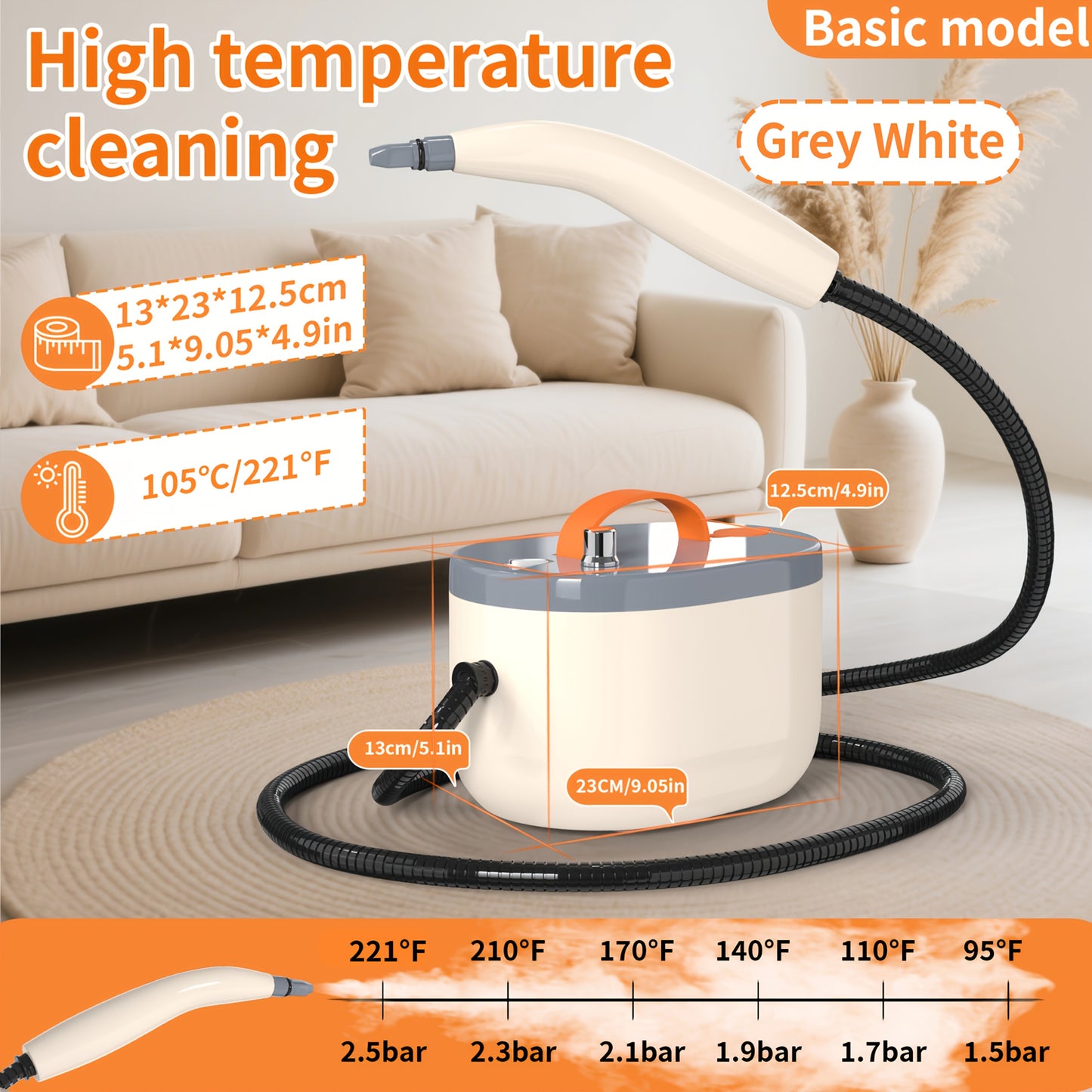 High Pressure Steam Cleaner Handheld Portable For Carpet Upholstery Sofas Kitchen Fumes Small Appliances Cleaning