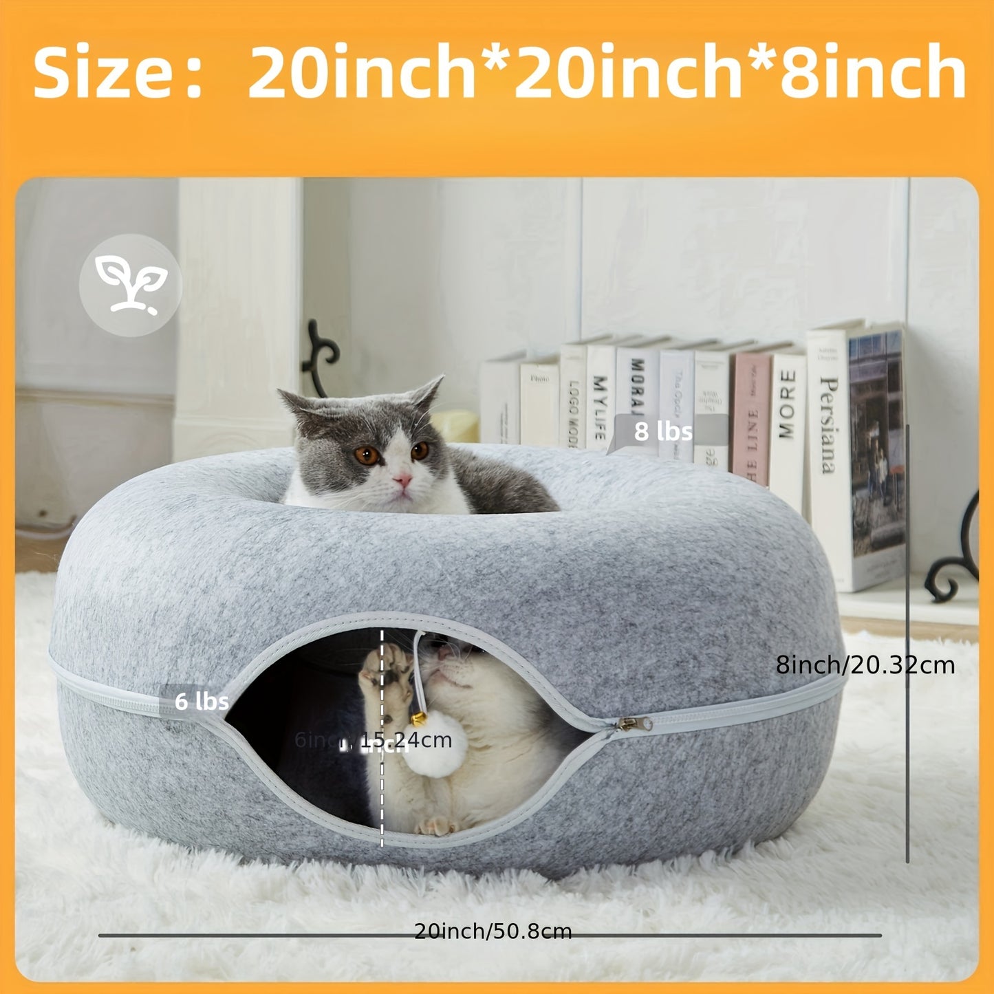 Scratch Resistant Peekaboo Cat Cave Indoor Bed Donut Tunnel