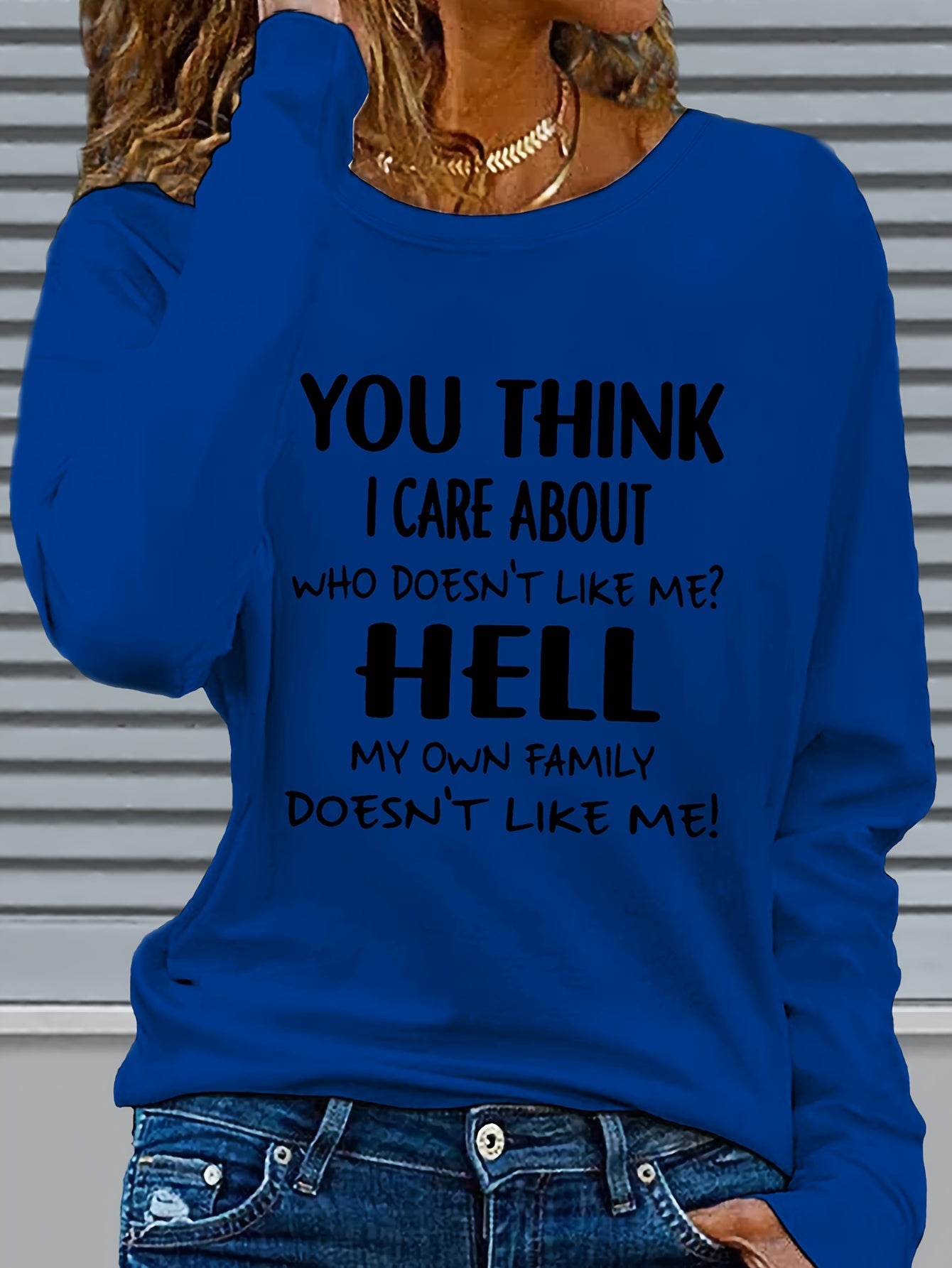 Womens Funny Saying T Shirt Long Sleeve Crew Neck Top