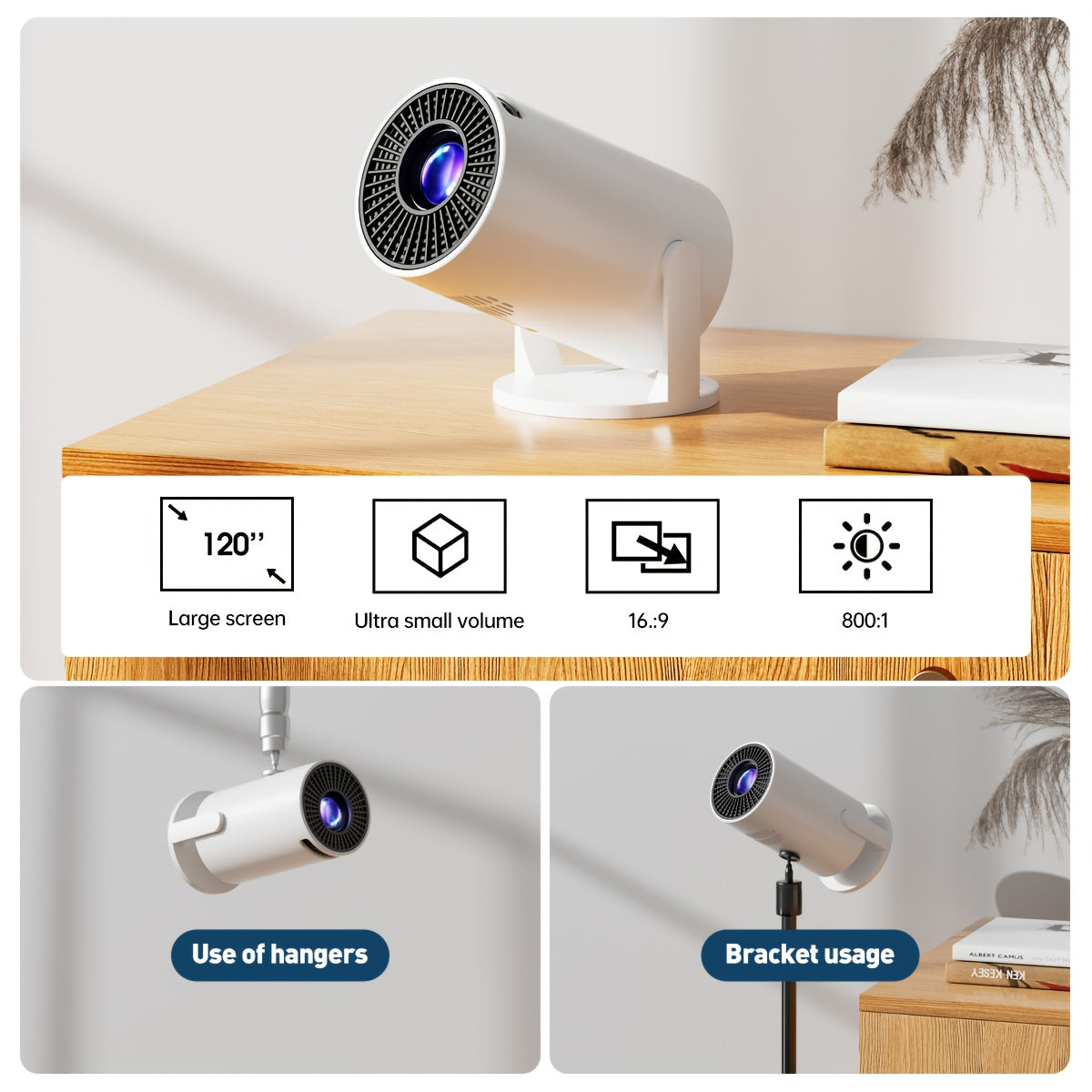 Portable 1080P Smart Projector With Built In Speaker Netflix