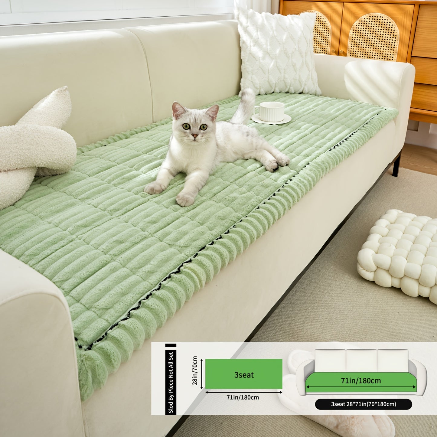 Autumn Winter Thick Quilted Flannel Non Slip Sofa Cushion