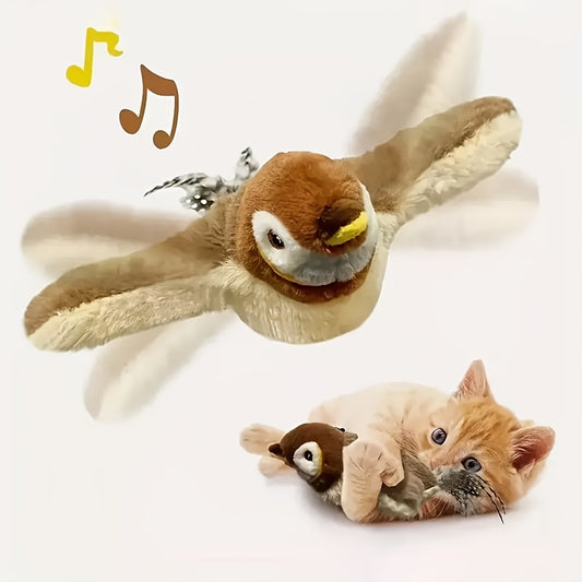 Interactive Flying Sparrow Cat Toy For Kittens With Flapping Wings And Chirping
