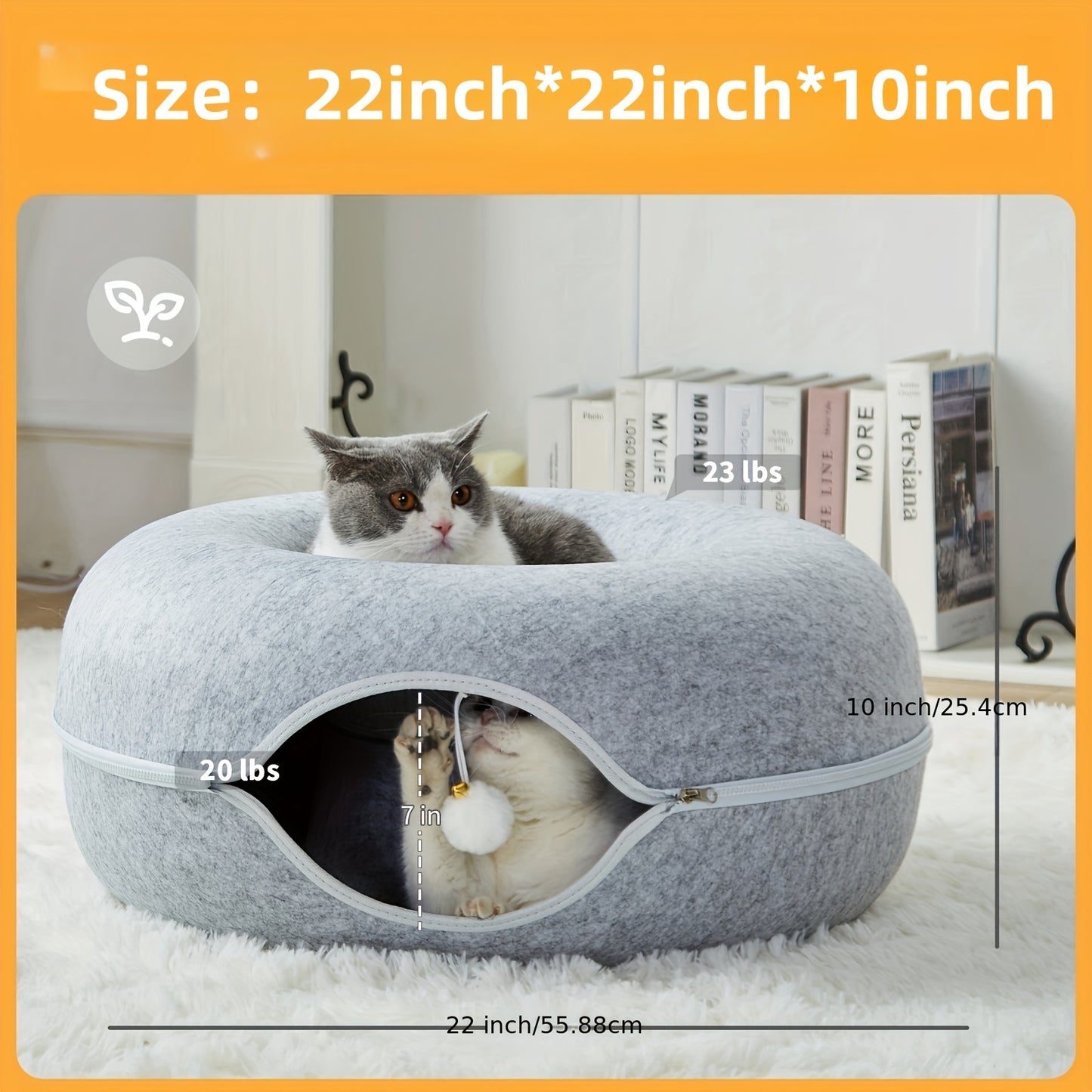 Scratch Resistant Peekaboo Cat Cave Indoor Bed Donut Tunnel