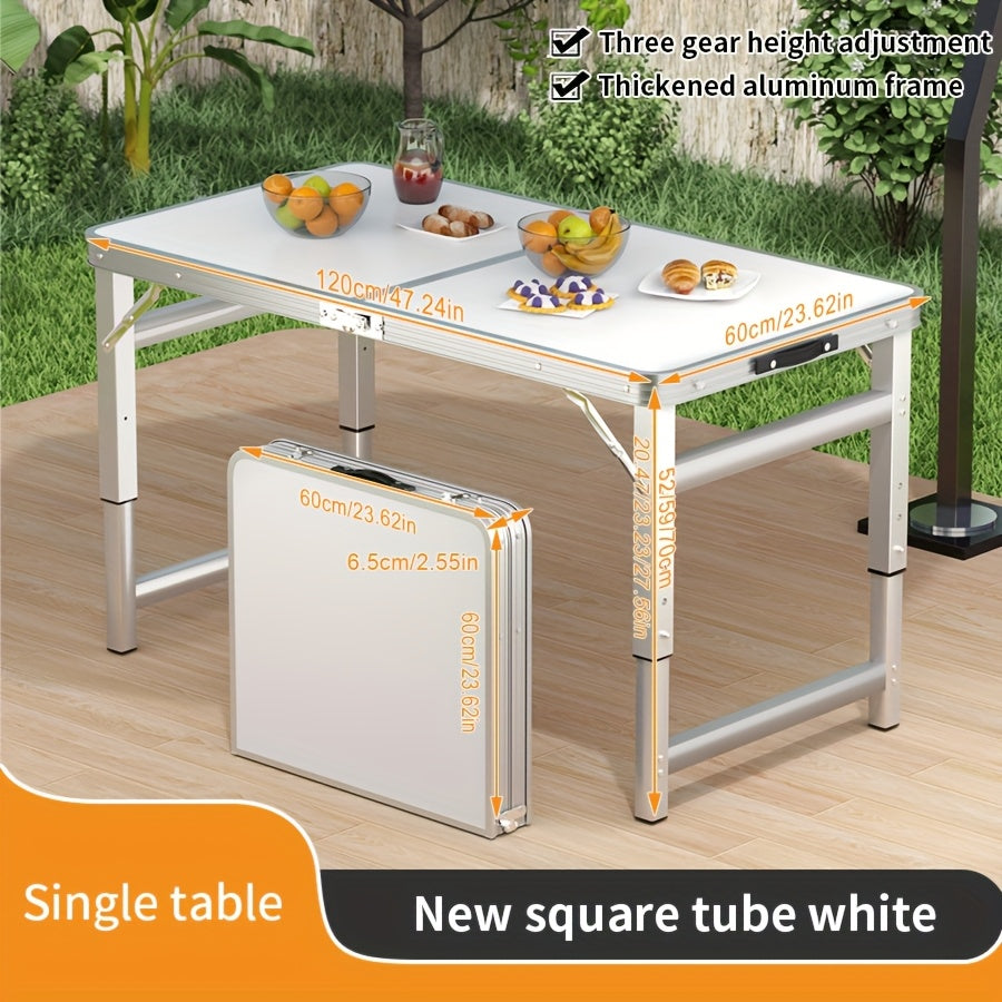 Foldable Portable Banquet Table Aluminum All Occasion Indoor Outdoor Adjustable Height Compact Folding Design