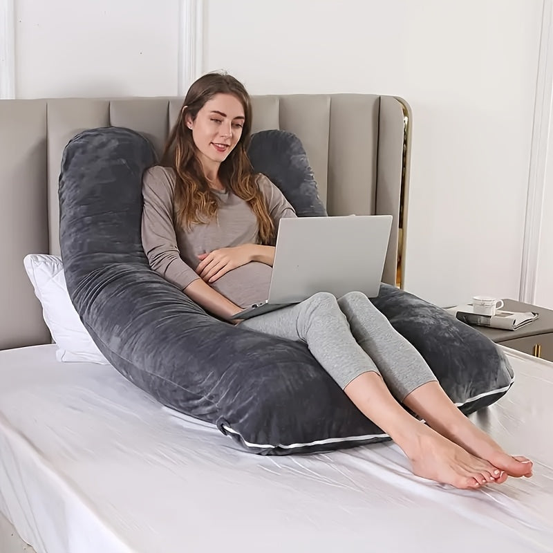 Ergonomic U Shaped Pregnancy Pillow For Back, Leg And Abdominal Support, Adjustable, Soft Fabric, Machine Washable