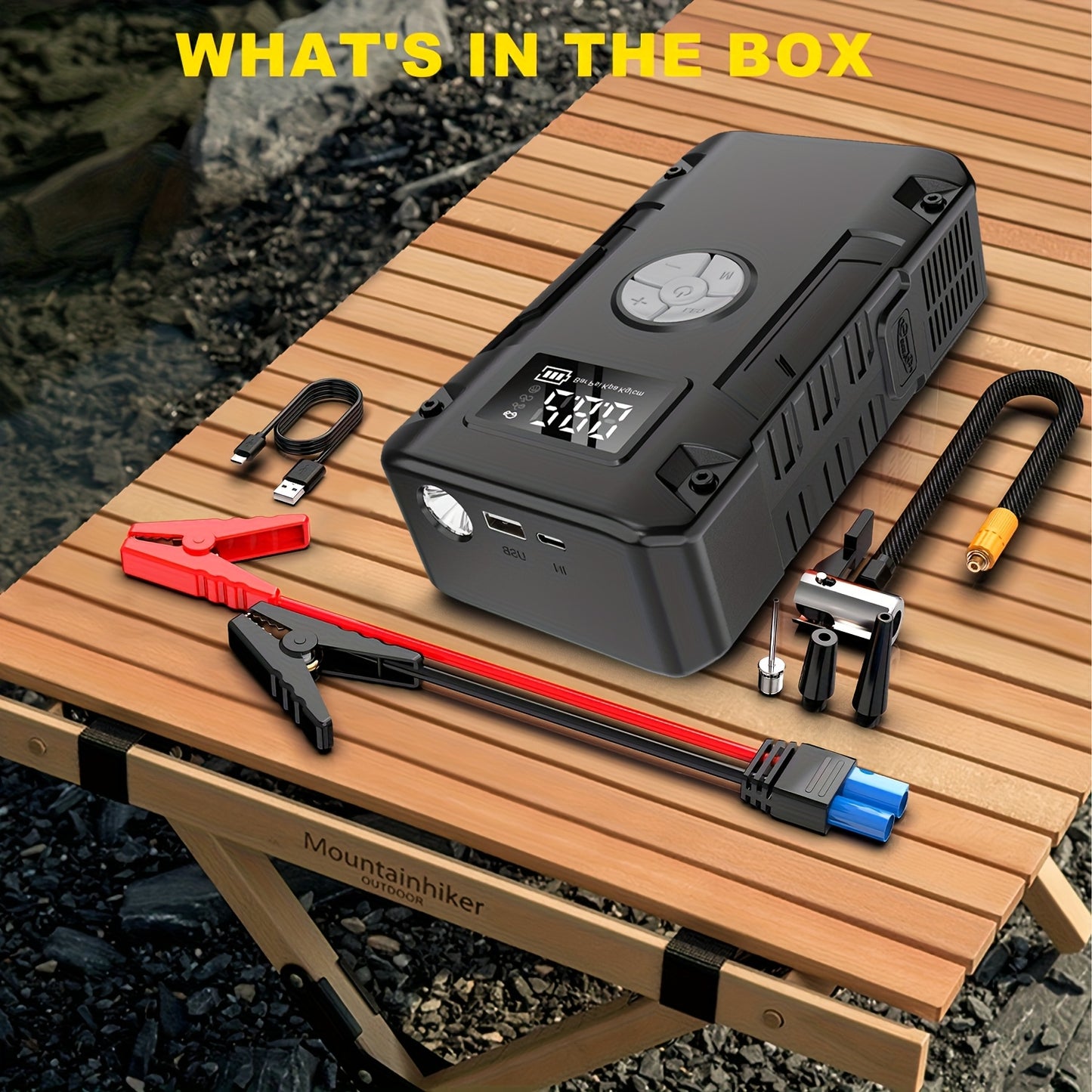 9000A 7 In 1 Emergency Jump Starter With Air Pump Portable