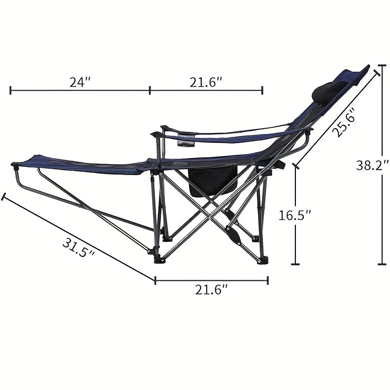 UPWELL Portable Folding Patio Chair With Carry Bag Adjustable Height Removable Footrests Outdoor Lounge Chair