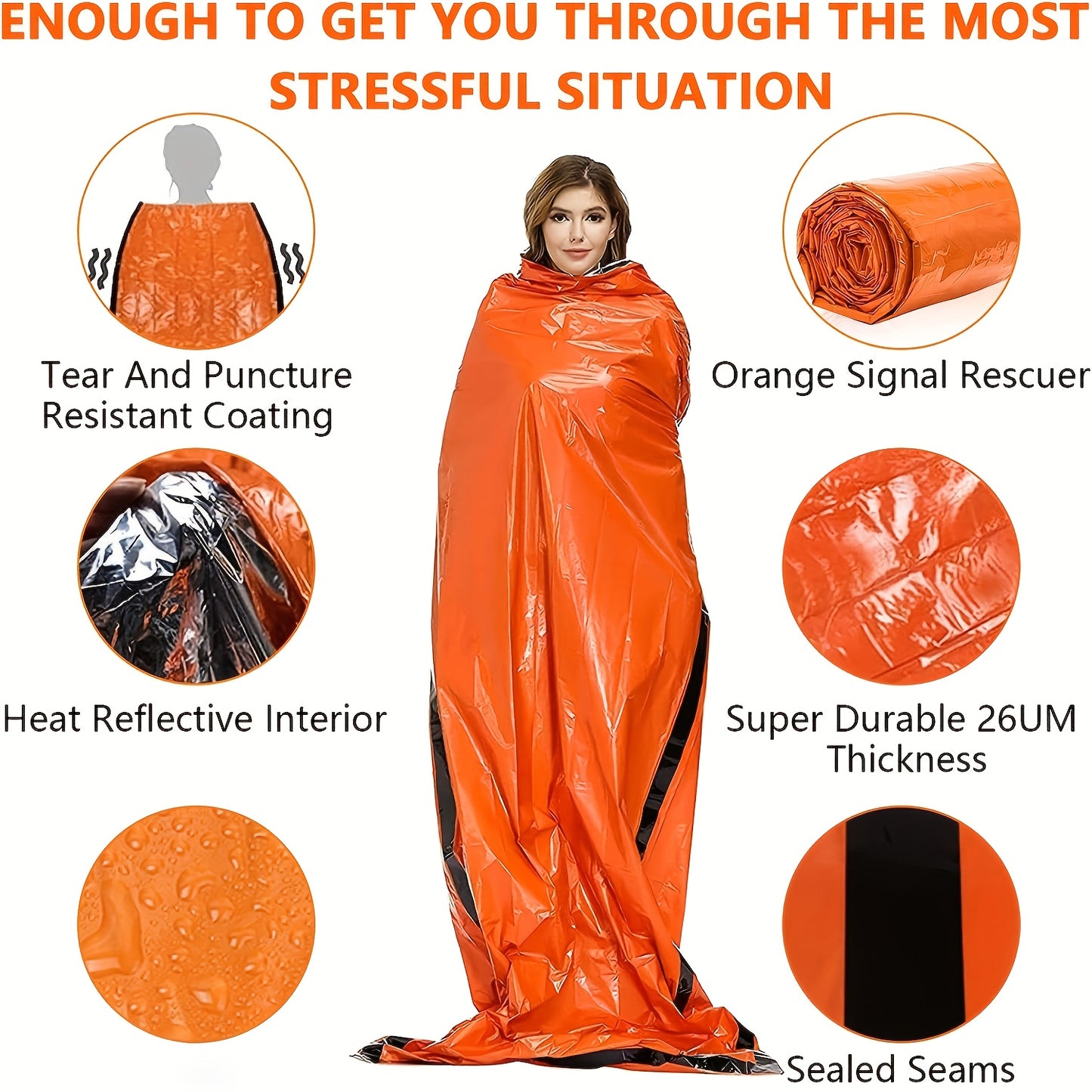 Lightweight Survival Sleeping Bag Emergency Shelter Orange