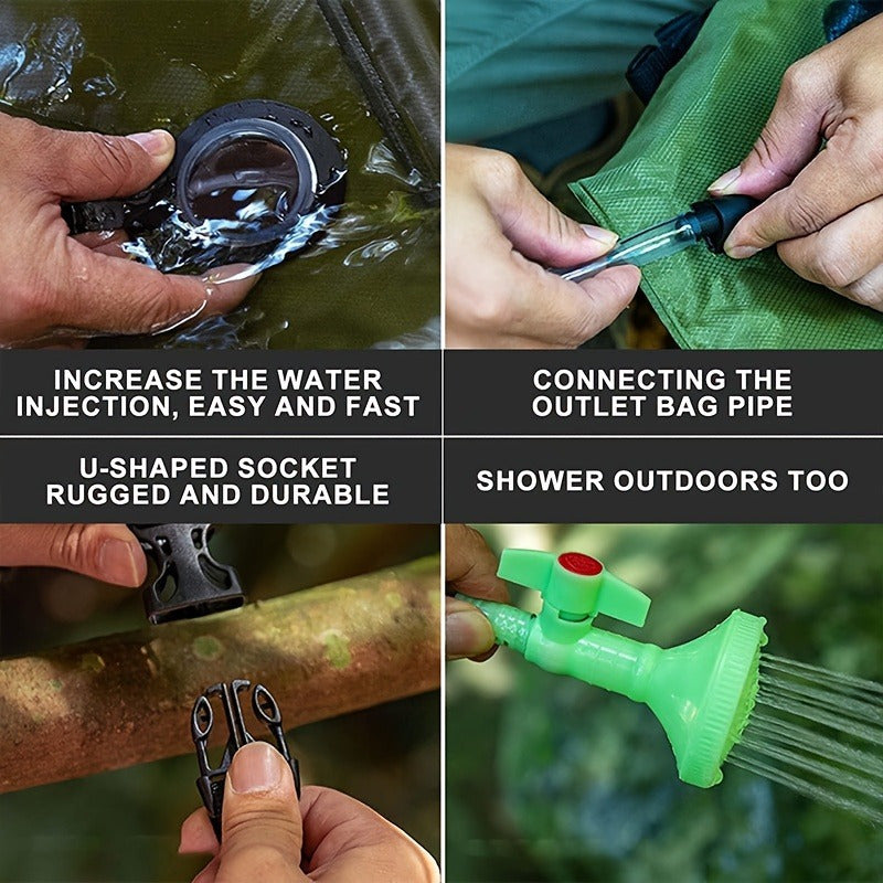 Portable 5 Gallon Camping Shower Bag With Detachable Hose