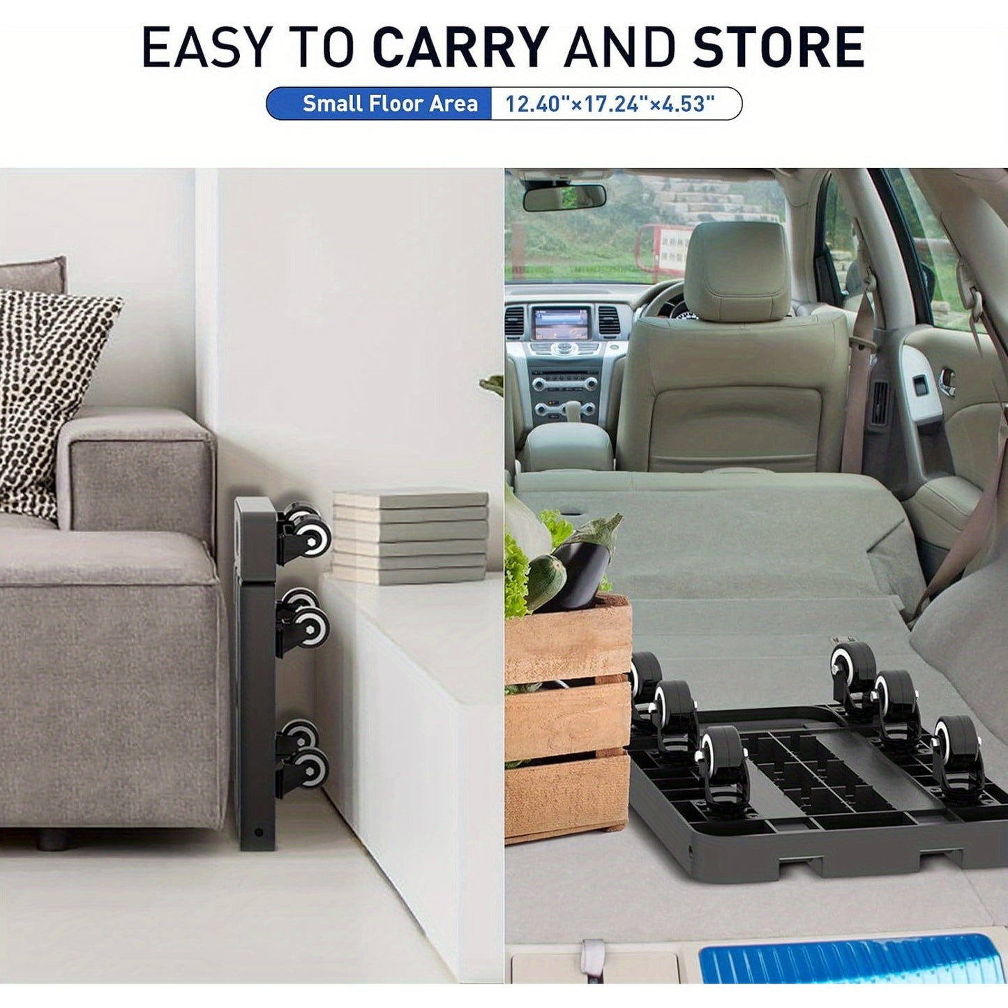 Solejazz Folding Hand Truck 500 Pounds Heavy Duty Luggage Cart With 6 Wheels And 2 Elastic Ropes Black