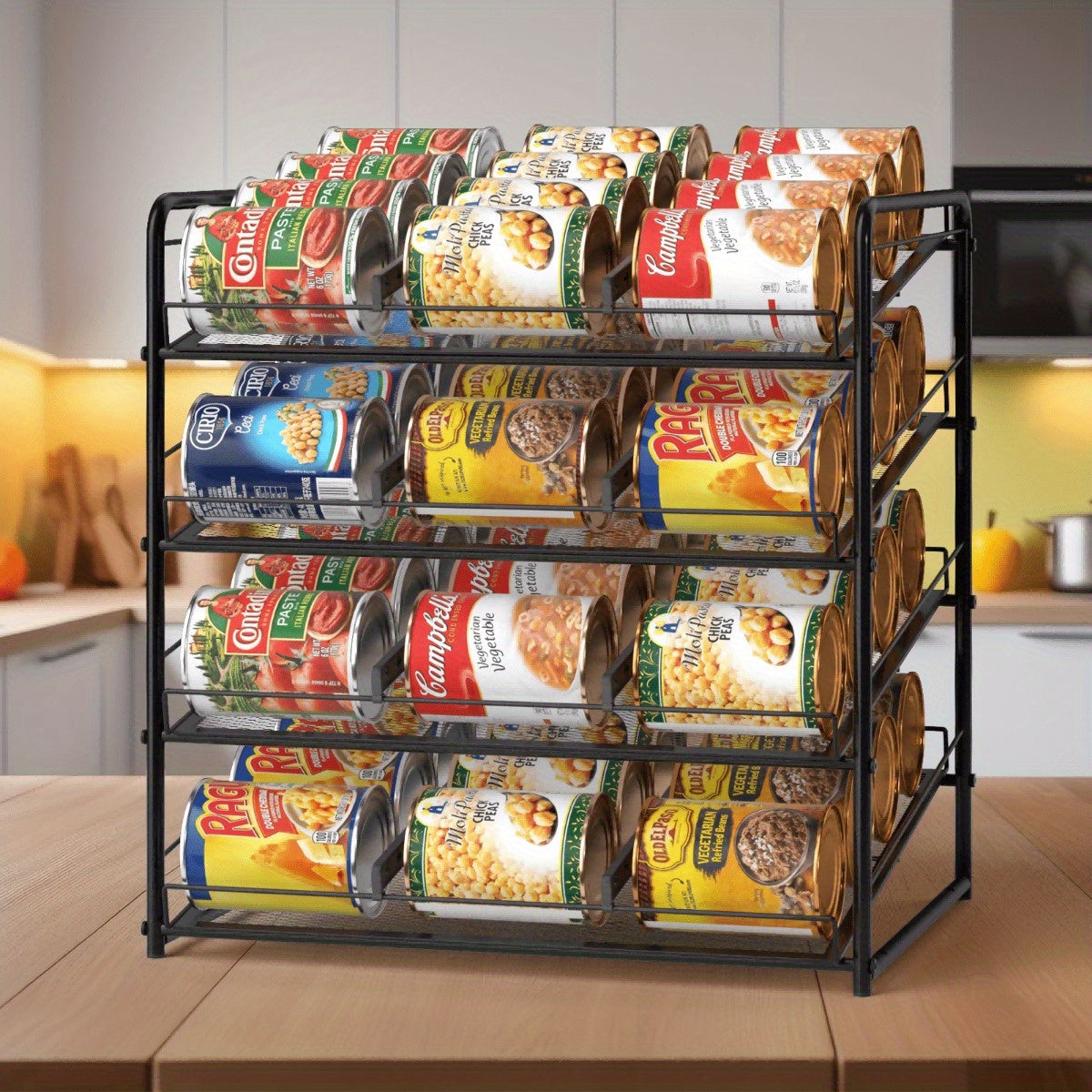 Large Capacity Metal Wire Can Holder With Adjustable Dividers For Pantry And Kitchen Cabinets Holds 84 Cans