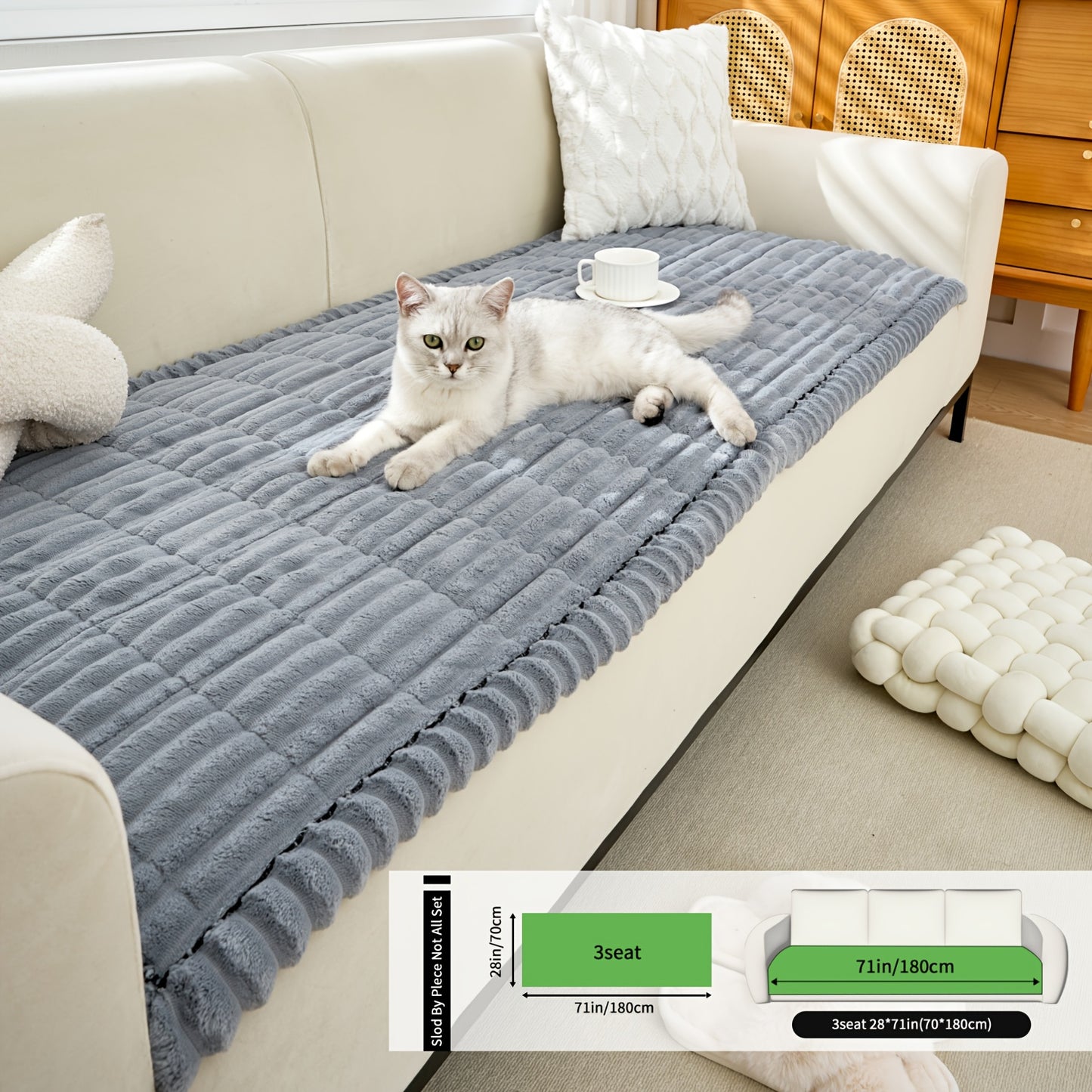 Autumn Winter Thick Quilted Flannel Non Slip Sofa Cushion