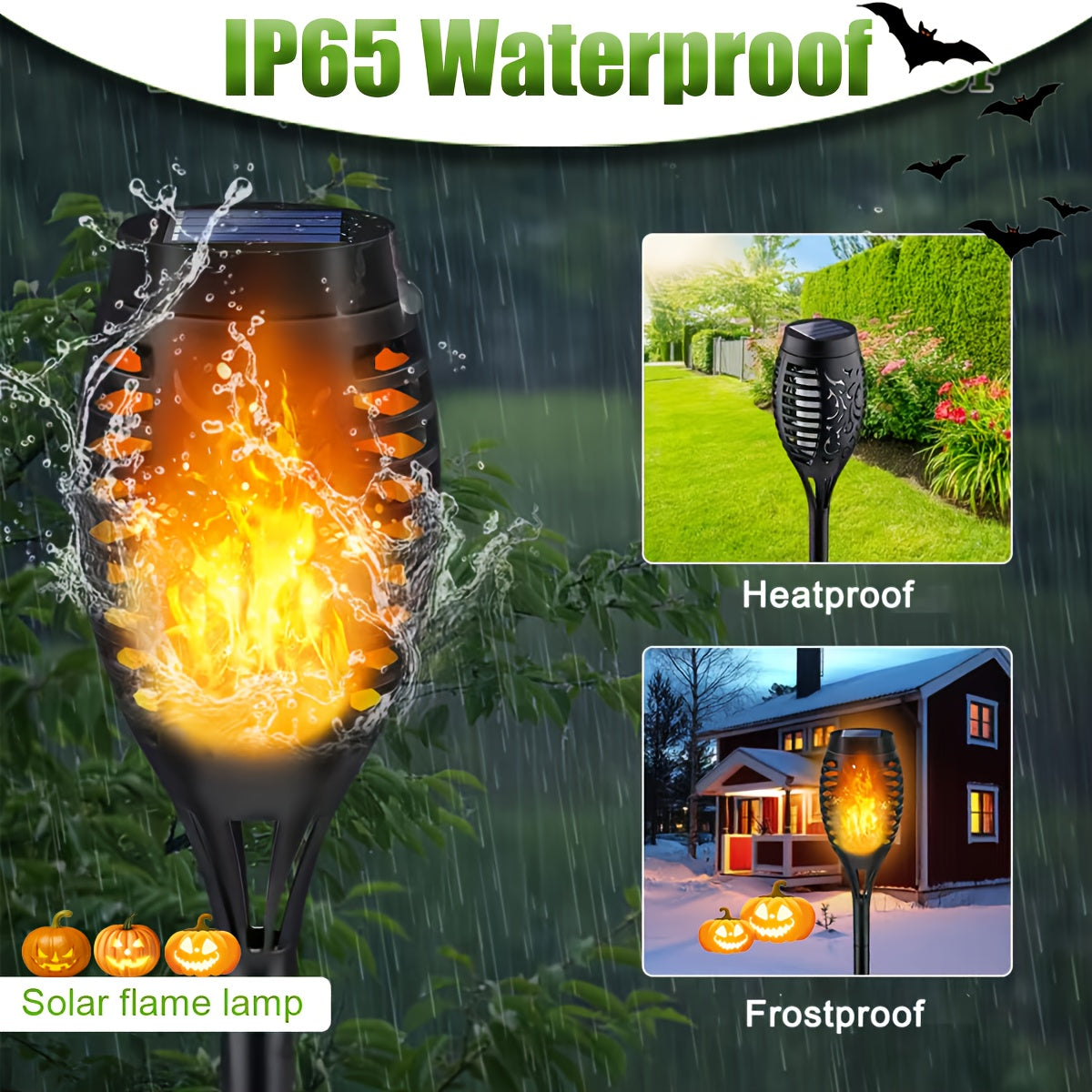 8 Pack Solar Torch Lights Outdoor Waterproof Flickering Flame Tiki Garden Pathway Realistic Fire Effect Auto On Off