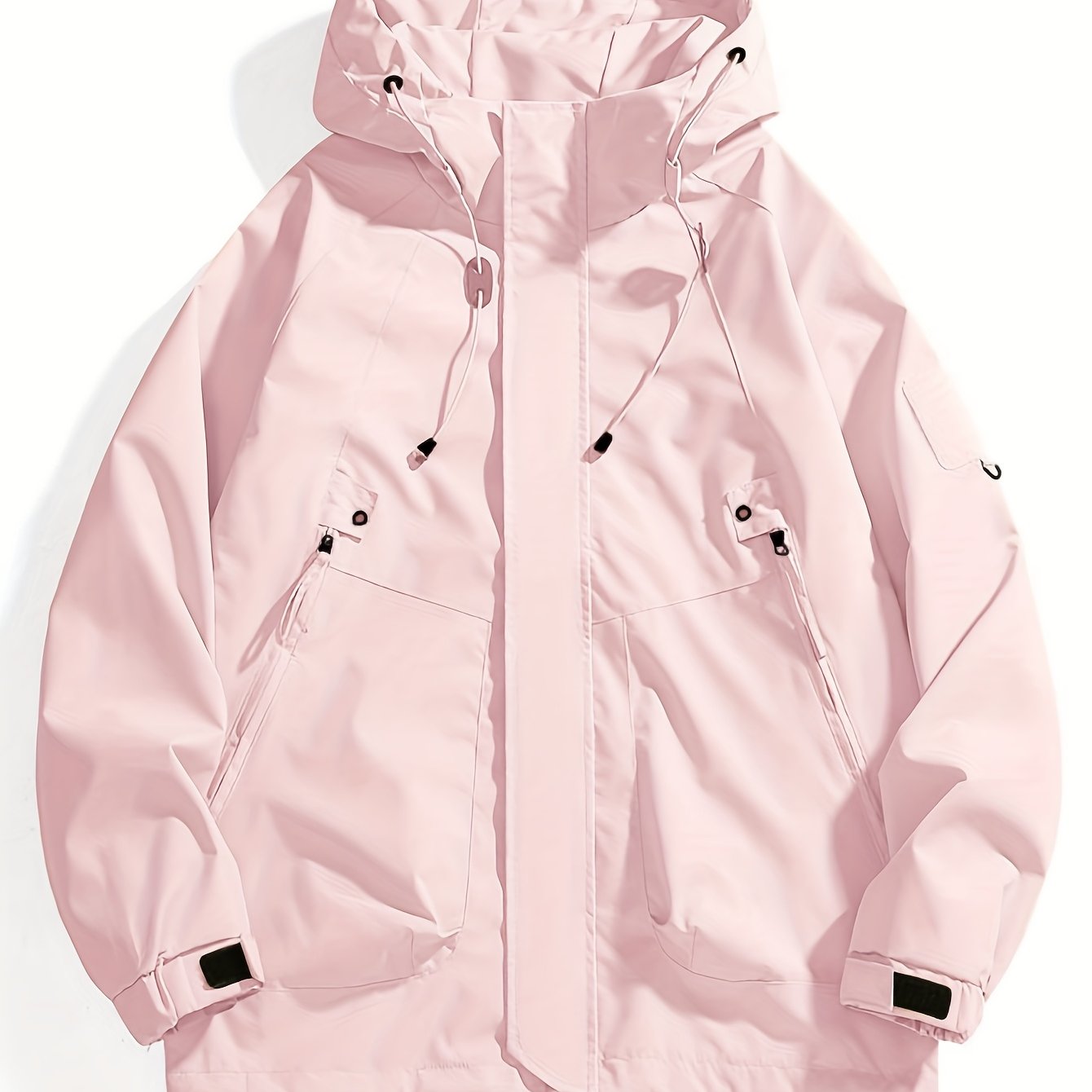 Mens Windbreaker Jacket Hooded With Zippered Pockets