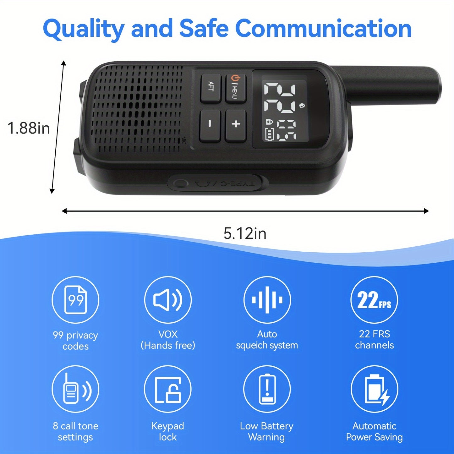 Long Range Walkie Talkies Two Way Radios 22 FRS Channels