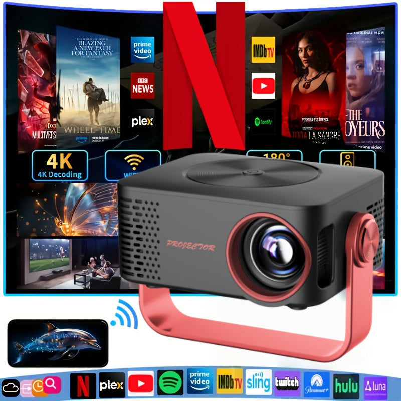 Portable 1080P WiFi 6 Projector For Home Theater And Gaming