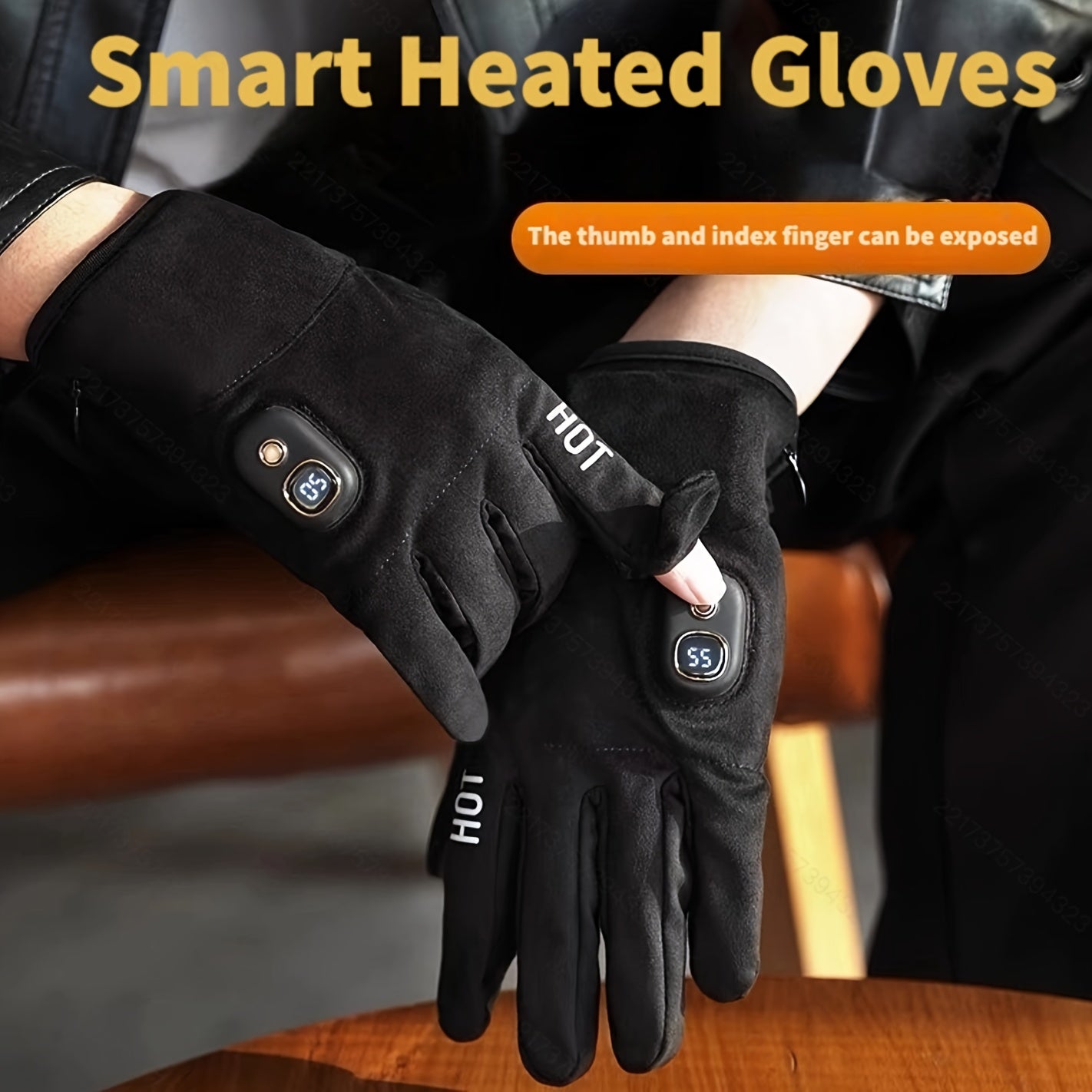 Electric Heated Gloves Rechargeable 3 Temperature Settings Washable Detachable Thumb And Index Finger 3000mAh