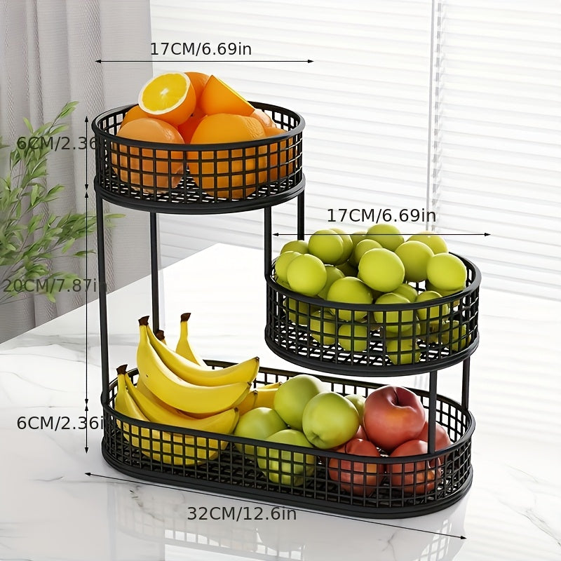 Multi Tier Metal Fruit Basket Luxury Design For Living Room And Coffee Table Versatile Snack And Fruit Holder