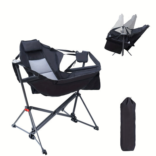 Heavy-Duty Hammock-Style Camping Rocker Chair High Back With Cup Holder