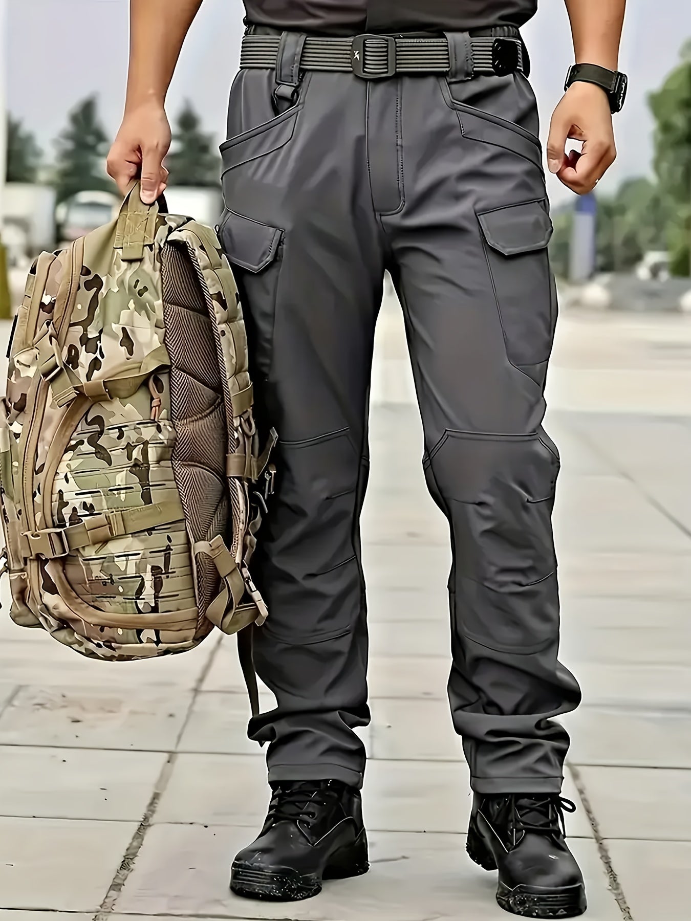 Mens Tactical Multi Pocket Stretch Pants Olive Green