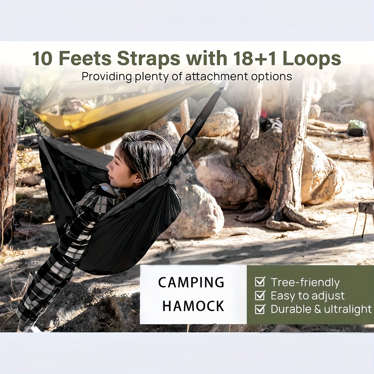 Camping Hammock Double And Single Nylon With Straps