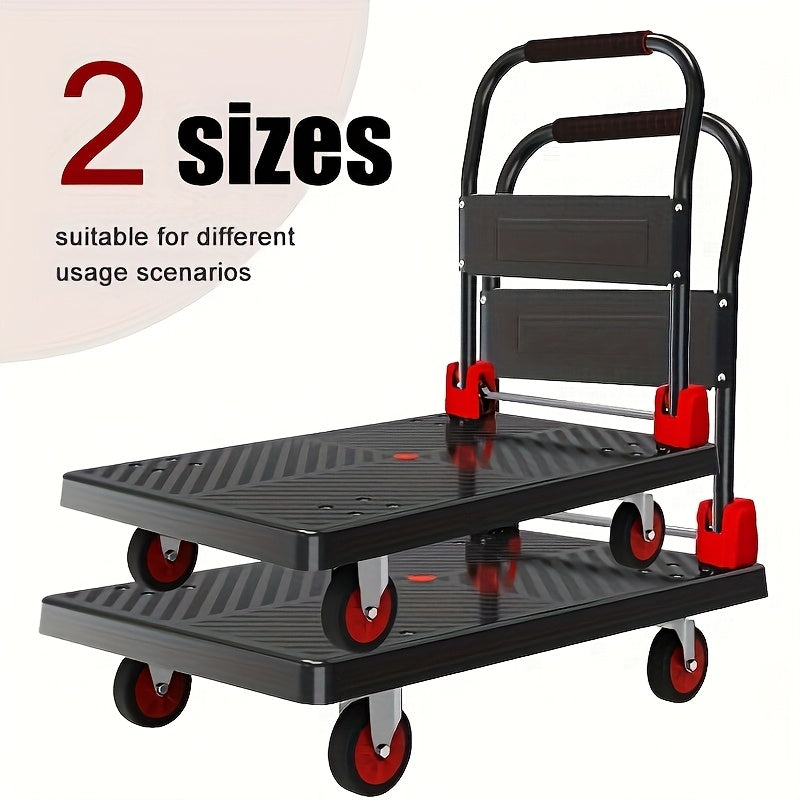 Plastic Collapsible Platform Trolley With Load Bearing Capacity And 360 Degree Silent Rubber Tires For Warehouse Use