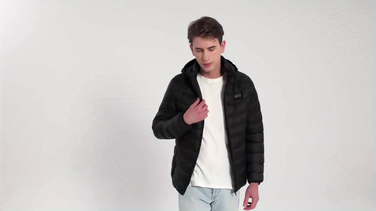 Electric Heating Jacket USB Powered Hooded Full Zip 24 Zones