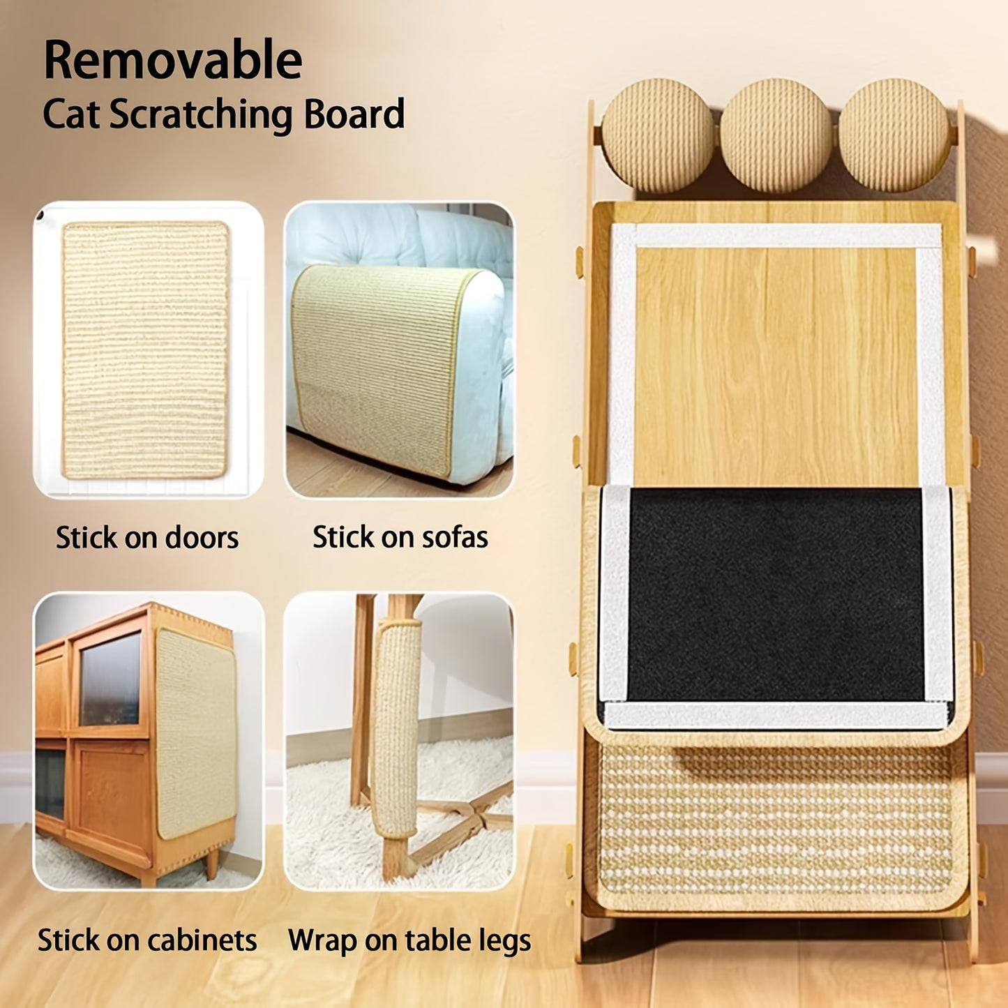 27 Inch Multi Scene Cat Scratching Board With Sisal Rope