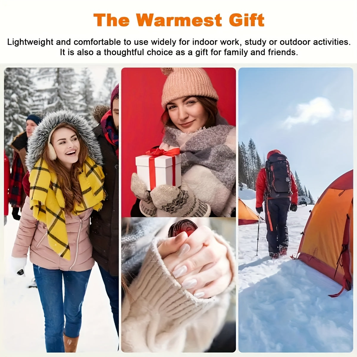 4 Pack Rechargeable Hand Warmers 5000mAh USB Powered 40H Runtime 3 Heat Settings Heating Pads For Outdoor Activities