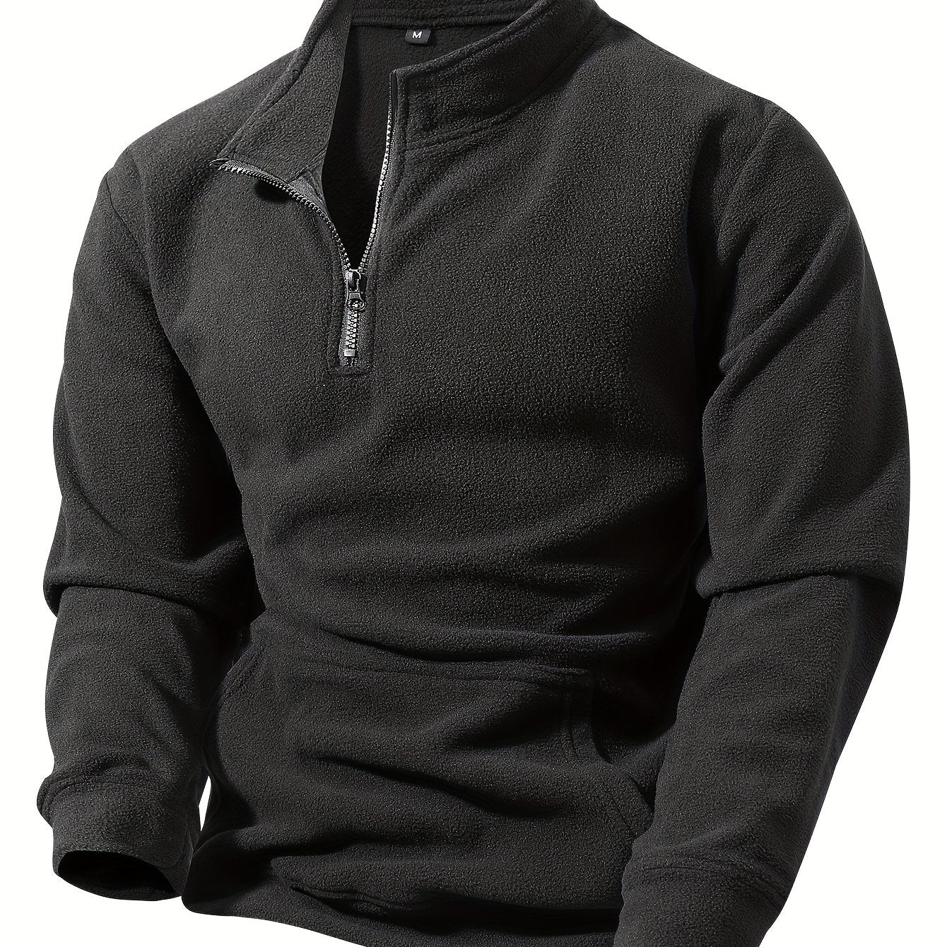 Mens Warm Breathable Half Zip Fleece Sweatshirt Black