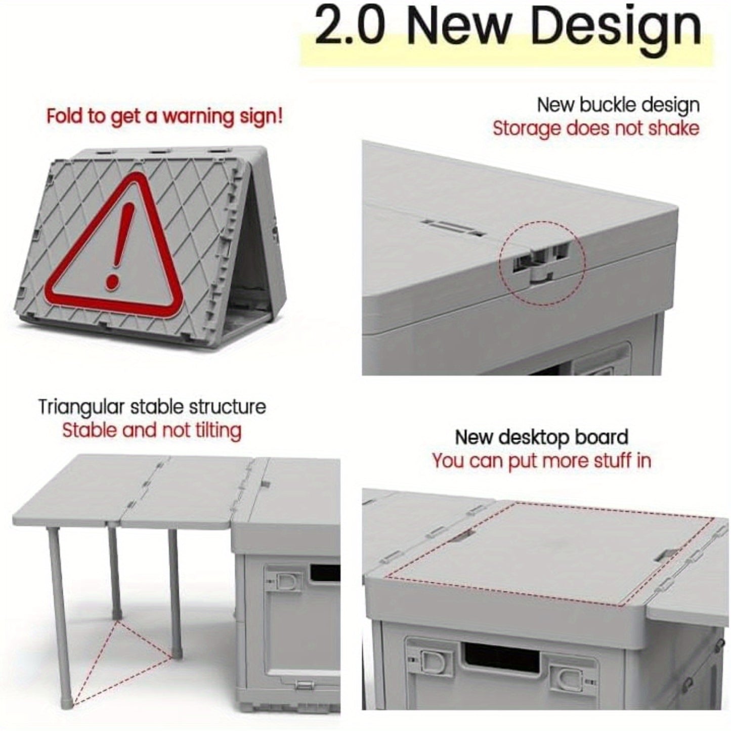 3 In 1 Foldable Storage Box With Tabletop Outdoor Camping