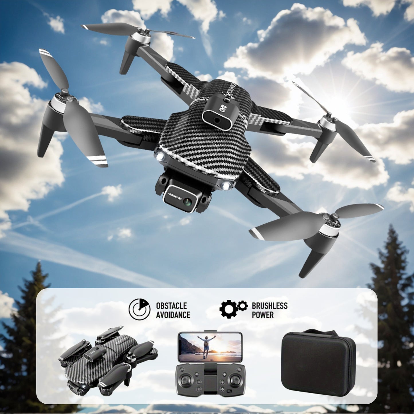 Professional Aerial Drone With 4K Camera And App Tracking