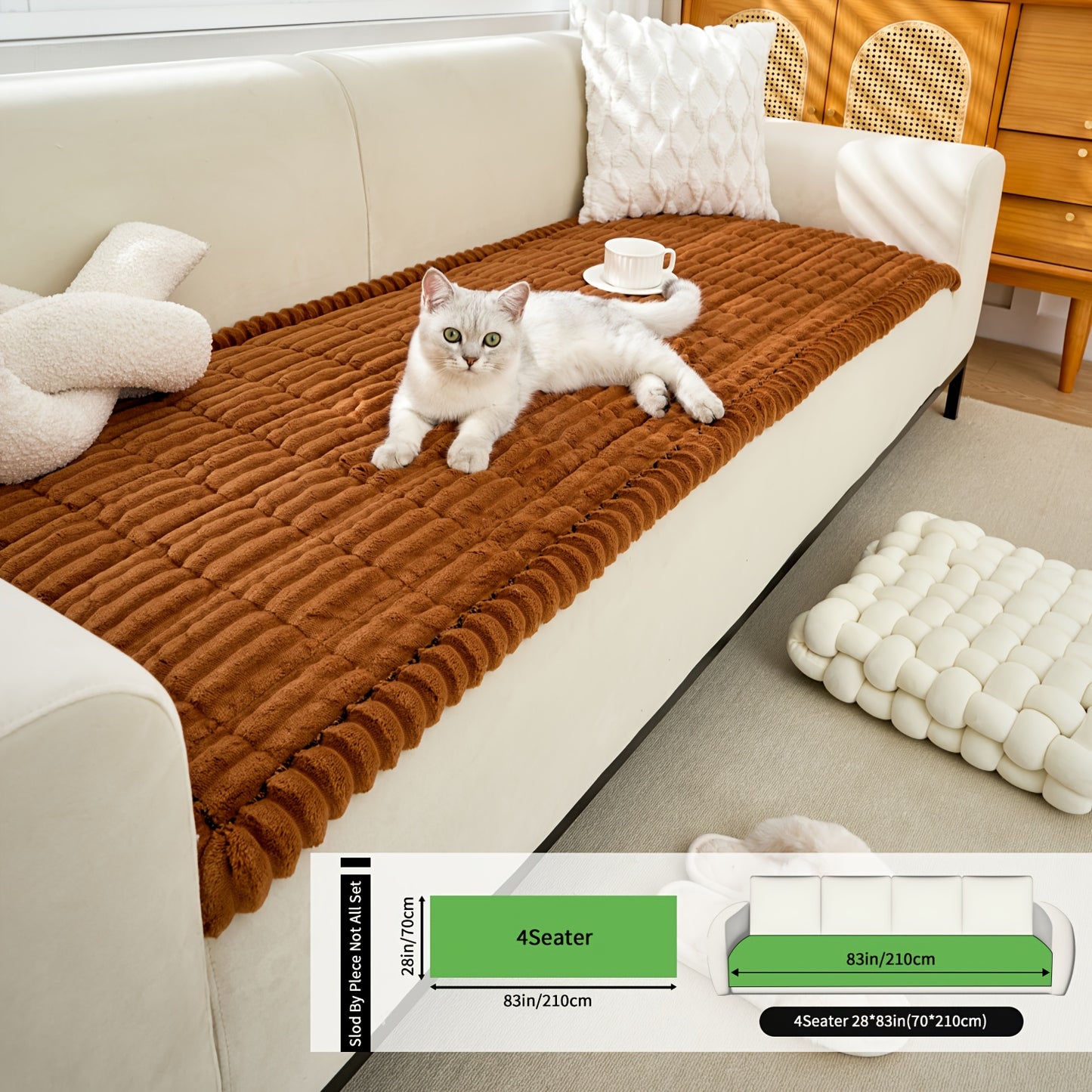 Universal Thickened Flannel Sofa Cushion Drawstring Non Slip