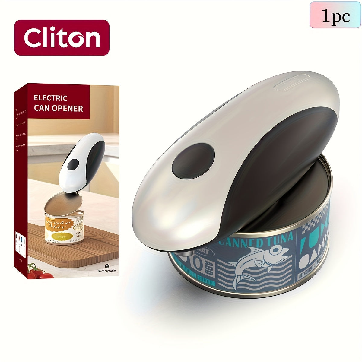 Cliton Rechargeable Electric Can Opener With One Touch Auto Rotate Lid Lifter Cutting Fits Most Cans Kitchen Camping