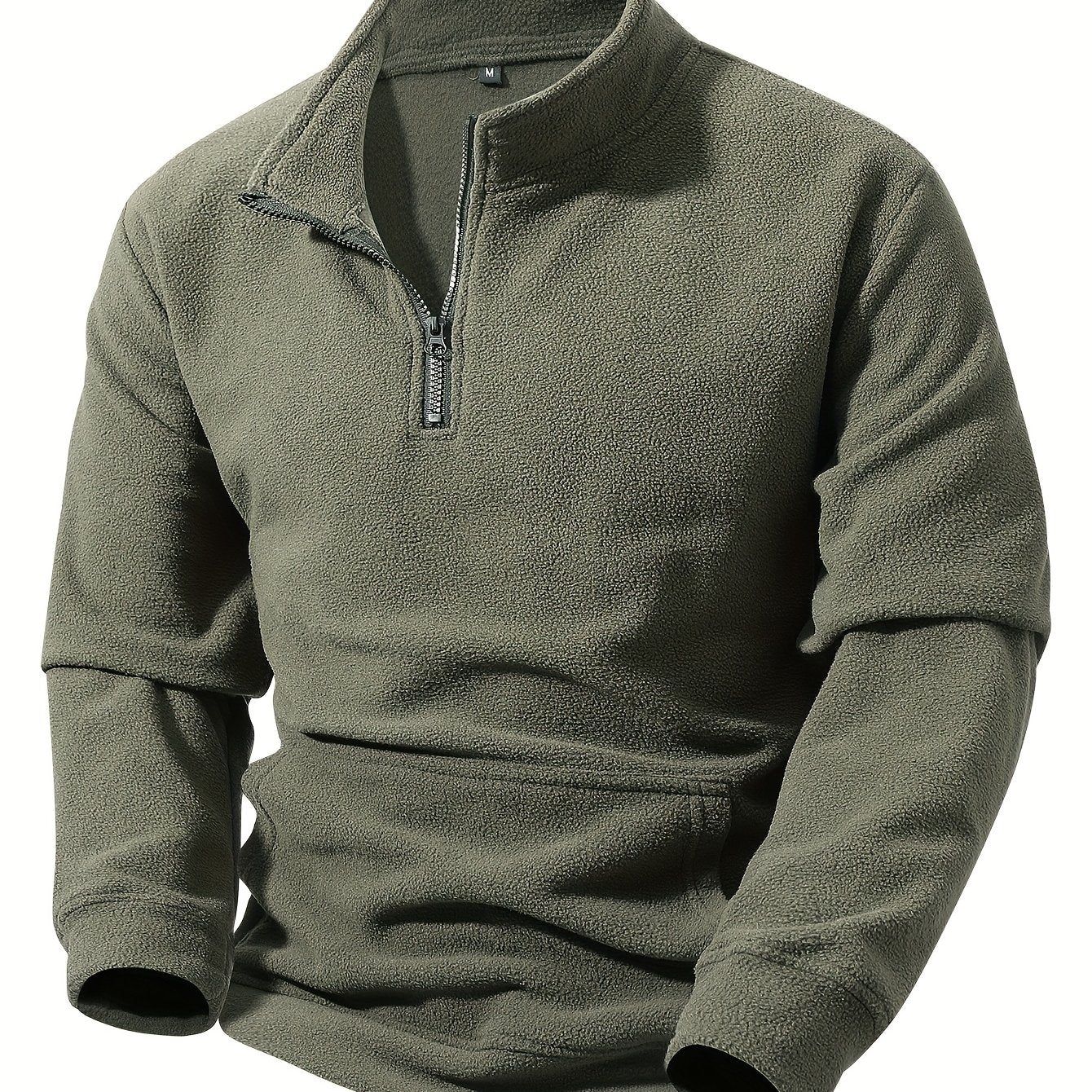 Mens Warm Breathable Half Zip Fleece Sweatshirt Black